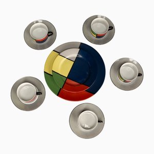 Taitü Venezia Coffee Service in Mondrian Design by Emilio Bergamin, Italy, 1984