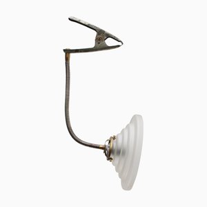 Vintage satinierte Glas-Klemm-Spots mit flexiblem Arm