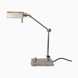 Lámpara de escritorio ajustable de latón niquelado de Holtkötter, Alemania, años 80