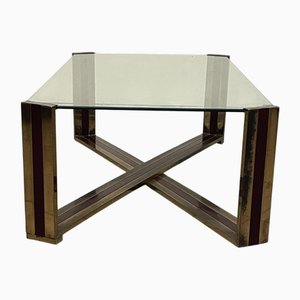 Coffee Table in Brass and Lacquered Metal, 1970s