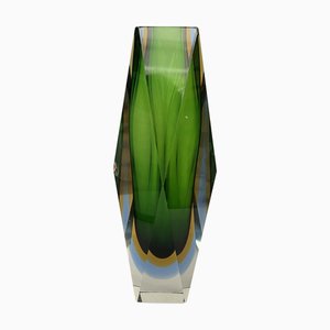 Mid-Century Modern Faceted 4-Layer Sommerso Murano Glass Vase, 1960s