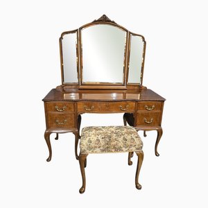 Queen Anne Burr Walnut Dressing Table, 1920