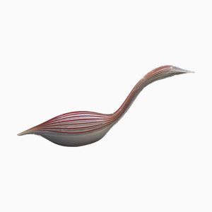 Modern Gray and Red Murano Glass Sculpture of a Duck by Seguso, 1970s
