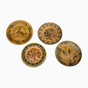 Piatti da parete decorativi in legno, anni '50-'60, set di 4