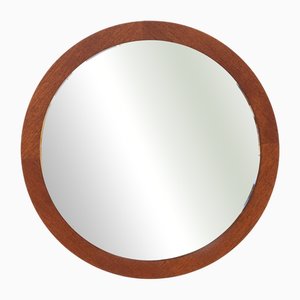 Specchio da parete rotondo in teak, Olanda, anni '60