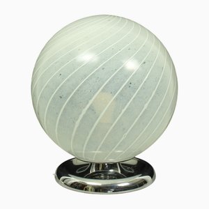 Mid-Century Swirl Murano Table Ball Lamp with Chrome Base, 1970s