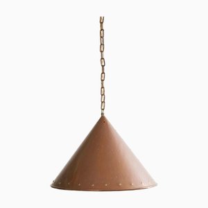 Danish Brutalist Hand-Hammered Copper Pendant Lamp by ES Horn Aalestrup, 1960s