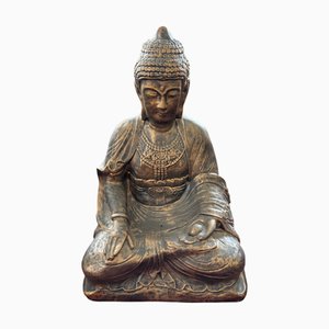 Sculpture Bouddha en Plâtre Finition Bronze, 2000s