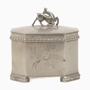 Pot à Tabac Grace en Étain par Harald Linder pour Uddevalla, Suède, 1920s