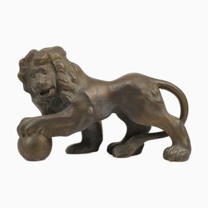 Lion Art Déco en Bronze, 1930s