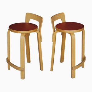 Alvar Aalto zugeschriebene Modell K65 Barhocker für Artek, 1950er, 2er Set
