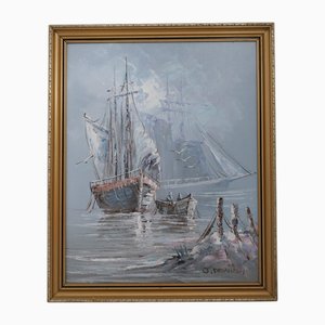 Nautische Szene, 1990er, Öl auf Leinwand, Gerahmt