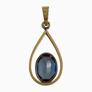 Vintage Anhänger aus 14 Karat Gold mit Naturtopas, 1960er
