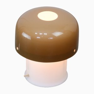 Lampada da tavolo Space Age marrone a forma di fungo di Luigi Massoni per Guzzini, anni '70