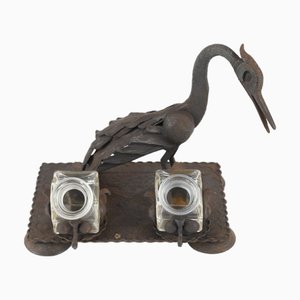 Wrought Iron Desk Inkwell, 1920s
