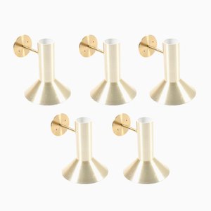 Wall Sconces in Brass, 1960s, Set of 5