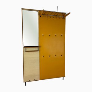 Gelbe Vintage Garderobe mit Spiegel, 1960er