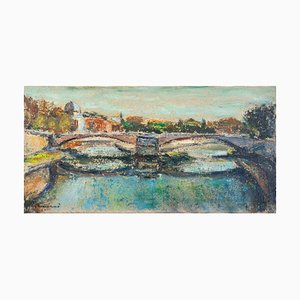 Pino Romanò, The Tibet at Ponte Garibaldi, Ölgemälde, 1990er