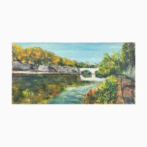 Pino Romanò, The Tibet at Ponte Mazzini, Oil Painting, 1990s