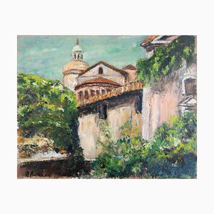 Pino Romanò, View of Celio (Rome), Oil Painting, 1990s