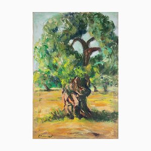 Pino Romanò, Olive Tree, Oil Painting, 1990s