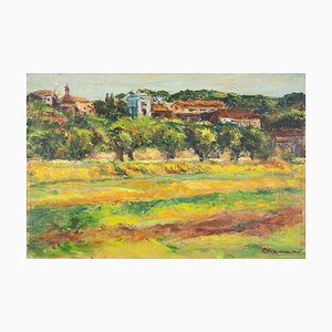 Pino Romanò, View of Circo Massimo and Celio, Oil Painting, 1990s