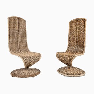 Sculptural High Back Chairs, Italy, 1980s, Set of 2