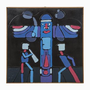 Francesco Magli, Art Brut Totem Composizione con musicisti, 1977, Pittura