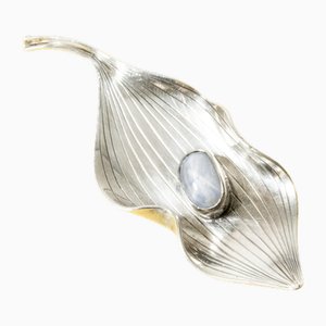 Silver and Chalcedony Brooch by Gertrud Engel, 1954