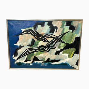 Pirlet, Abstract Modernist Composition, Oil Painting
