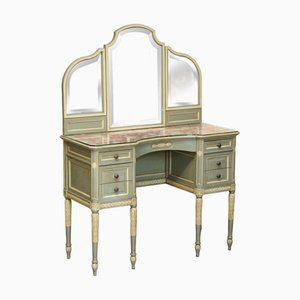 Antique French Empire Hand Painted Dressing Table with Tri Fold Mirror, 1900