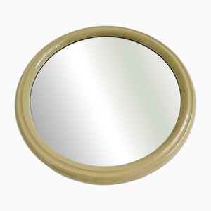 Runder Vintage Space Age Spiegel mit Rahmen in Beige, 1960er