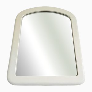 Vintage Space Age Cream-White Plastic Framed Mirror, 1970s