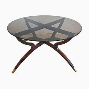 Tavolino da caffè Spider Mid-Century in frassino in stile Carlo de Carli, anni '50