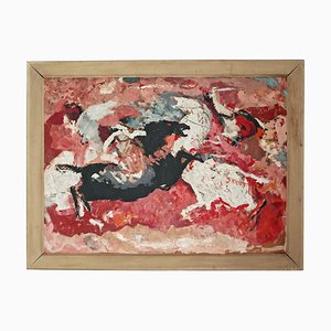 Dragutin Cigarčić, Modernist Battle of Horsemen, 1960s, Painting