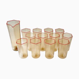 Esagonali Tumblers and Pitcher by Salviati, Set of 13