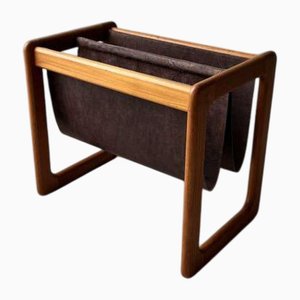 Cestino da lettura in teak e pelle scamosciata di Vildbjerg Møbelfabrik, Danimarca, anni '60