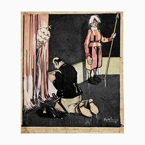 Gabriele Galantara, The Confession, Mixed Media Drawing, 1900s