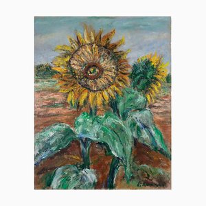 Pino Romanò, Sonnenblumen, Ölgemälde, 1990er