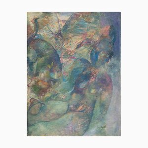 Sebastiano Sanguigni, Nude with a Cat, Oil Painting, 2000s