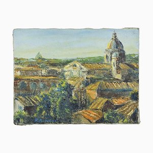Pino Romanò, View of Rome, Oil Painting, 1990s