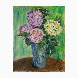 Pino Romanò, Anna's Hydrangeas, Oil Painting, 2000