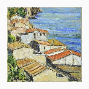 Pino Romanò, Roofs in Chanalea, Oil Painting, 1990s