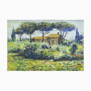 Pino Romanò, Countryside, Oil Painting, 2000