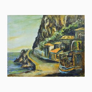 Pino Romanò, View of Scilla, Oil Painting, 1998