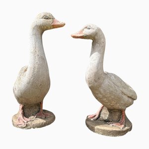 Gänse Gartenskulpturen aus Beton, 1950er, 2er Set