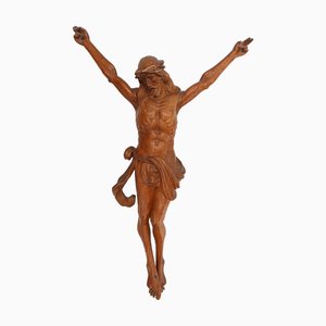Hand Carved Oak Crucifix, Belgium, 1900s