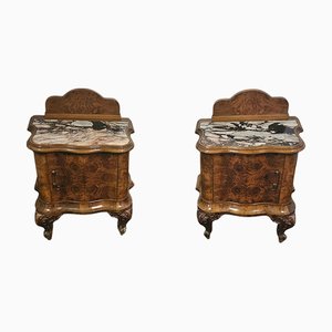 Mesitas de noche de madera, década de 1890. Juego de 2