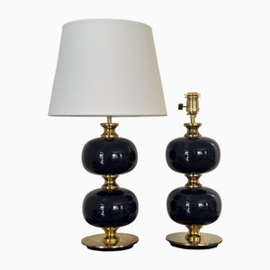 Large Table Lamps in Blue Glass by Stilarmatur, 1960s, Set of 2