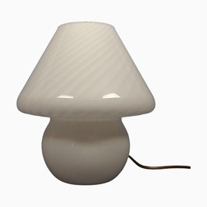 Mushroom Table Lamp in White Murano Glass, 1970s